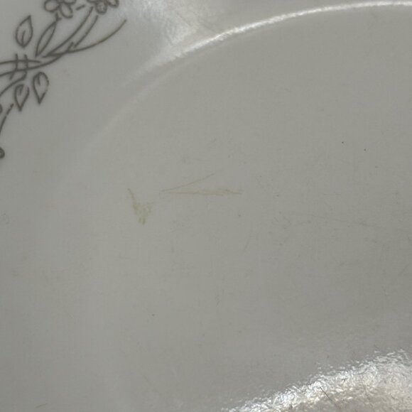 Corelle White Bread Plates Ribbon Bouquet Gray Flower Design Set Of 4 Vintage - Picture 4 of 7